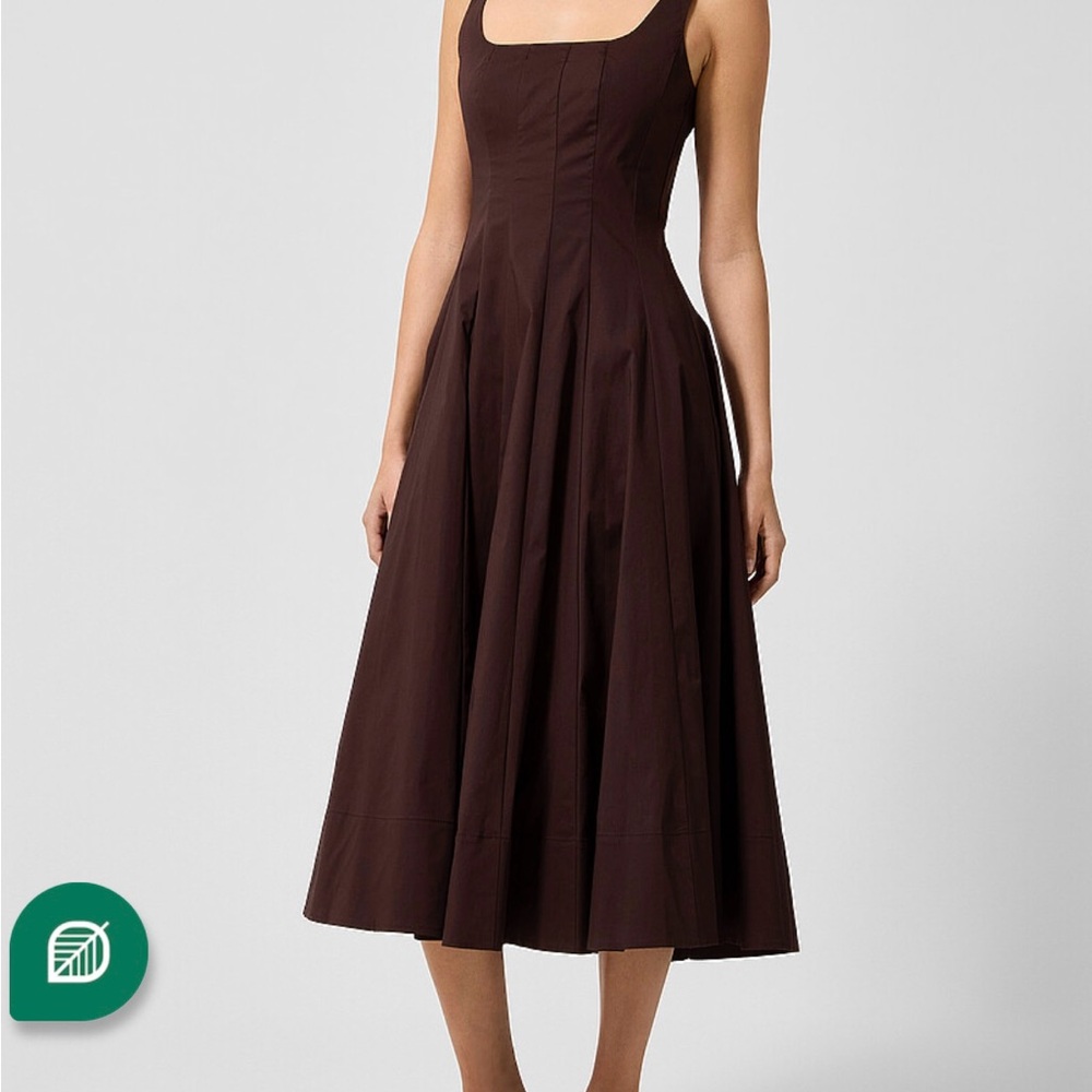 STAUD Wells Brown Midi Dress